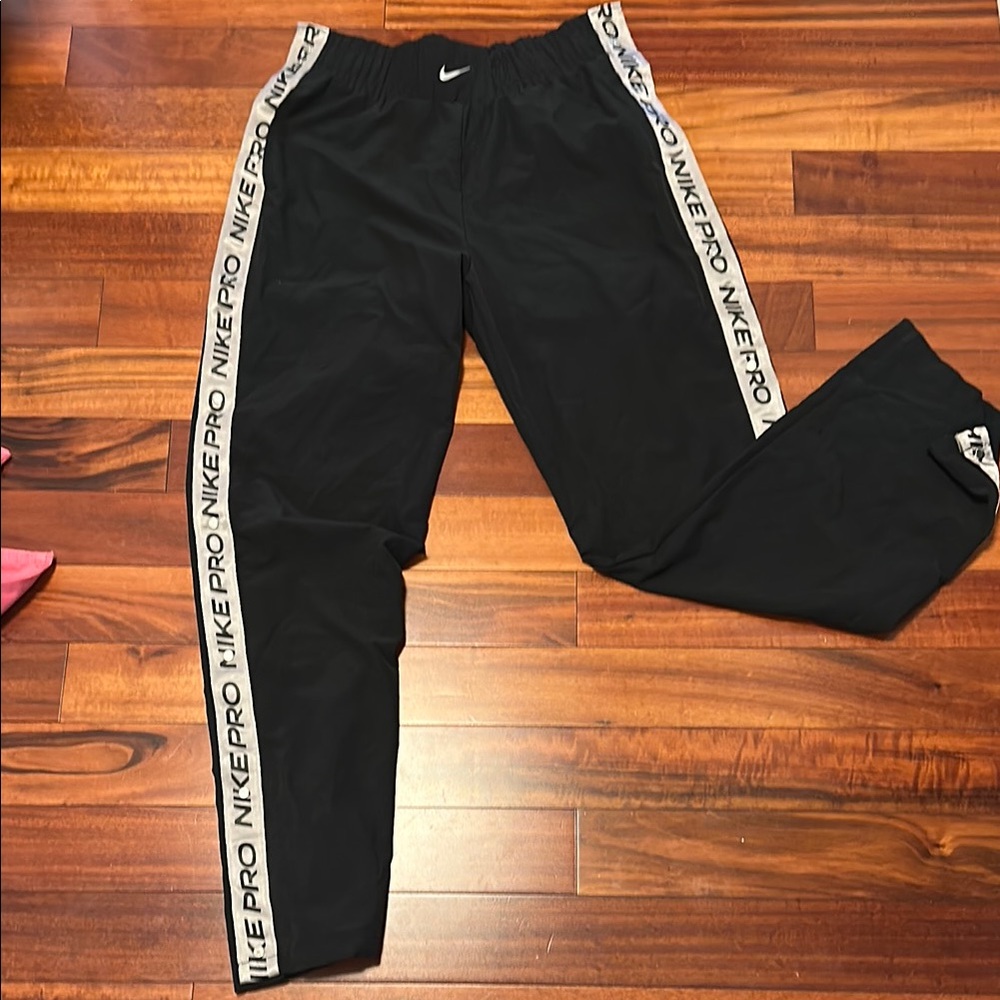 Nike Black Joggers with White Side Stripes